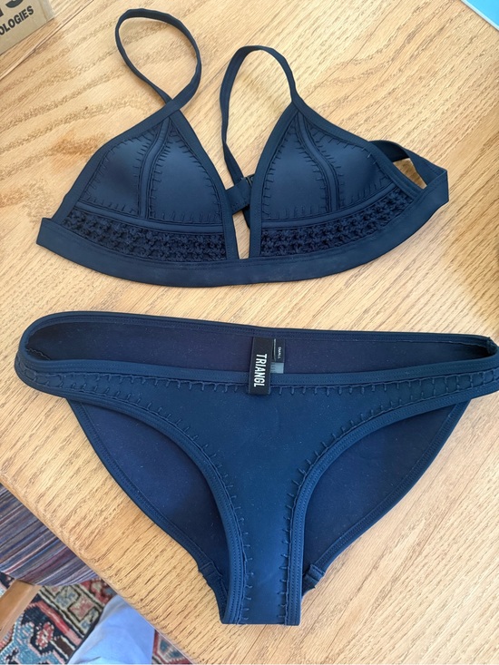 triangl swimwear Other - triangl swimwear navy crochet-trim triangle bikini